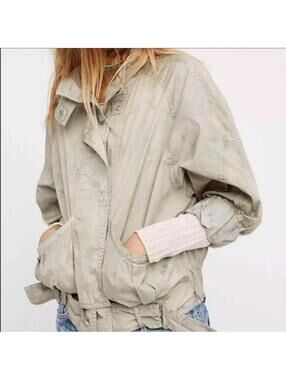 Free People Green/Blue Parachute Jacket - Women’s Large